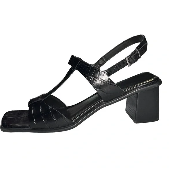 BANDOLINO *Vintage* (EUC) Kendra Black Leather T Strap Sandals, Size 9.5 - Picture 7 of 12